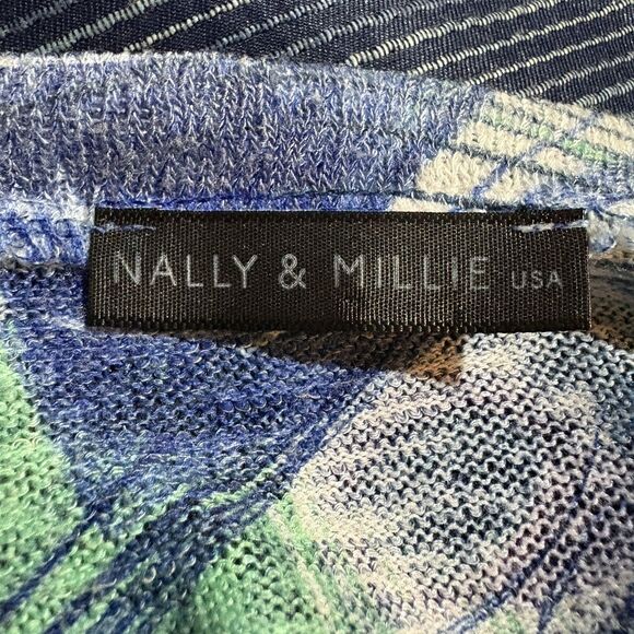 Nally & Millie Tunic Top Women L Peacock Feather Print Asymmetrical Hem Boho - Picture 4 of 8